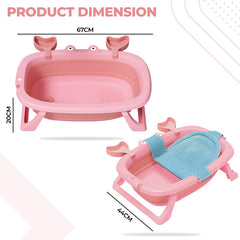Foldable Baby Bath Tub for Infant Bath (Pink)