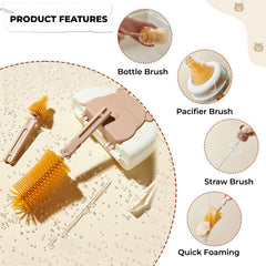 Silicone Baby Milk Bottle Cleaning Brush (Brown)