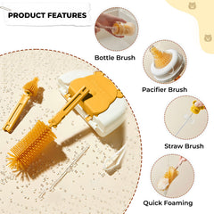 Silicone Baby Milk Bottle Cleaning Brush (Yellow)