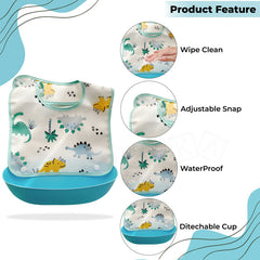 Baby Feeding Adjustable Bibs With BPA Free Baby Feeding Spoon (Skyblue)