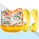 Baby Feeding Adjustable Bibs With BPA Free Baby Feeding Spoon (Skyblue)