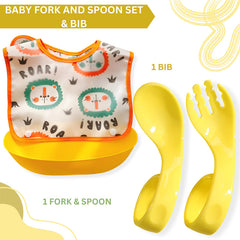 Baby Feeding Adjustable Bibs With BPA Free Baby Feeding Spoon (Skyblue)