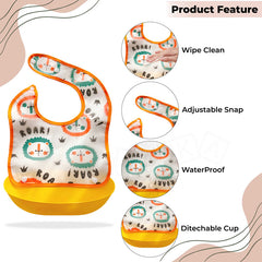 Baby Feeding Adjustable Bibs With BPA Free Baby Feeding Spoon (Skyblue)