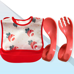 Baby Feeding Adjustable Bibs With BPA Free Baby Feeding Spoon (Skyblue)