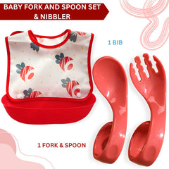 Baby Feeding Adjustable Bibs With BPA Free Baby Feeding Spoon (Skyblue)