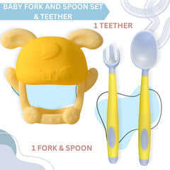 BPA Free Baby Feeding Essentials Baby Self Feeding Spoons Baby Teether (Skyblue)
