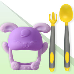 BPA Free Baby Feeding Essentials Baby Self Feeding Spoons Baby Teether (Skyblue)