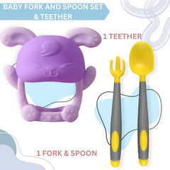 BPA Free Baby Feeding Essentials Baby Self Feeding Spoons Baby Teether (Skyblue)