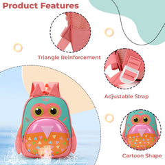 Kindergarten Cute Cartoon Kids School Bag for Boys and Girls (Peach)