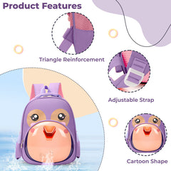 Kindergarten Cute Cartoon Kids School Bag for Boys and Girls (Purple)