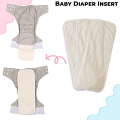 Wetfree Reusable & Washable Cotton Diaper Nappy Inserts for Baby (White)