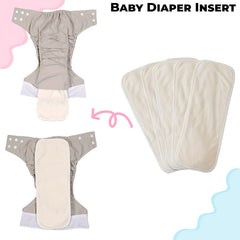 Wetfree Reusable & Washable Cotton Diaper Nappy Inserts for Baby (White)