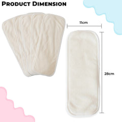Wetfree Reusable & Washable Cotton Diaper Nappy Inserts for Baby (White)