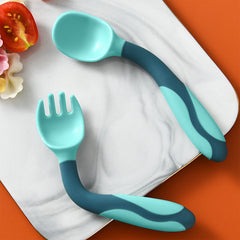 Baby Spoon and fork Set for Baby Feeding (Green)
