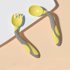 Baby Spoon and fork Set for Baby Feeding (Lemon Yellow)