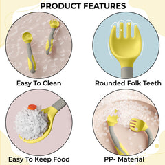 Baby Spoon and fork Set for Baby Feeding (Lemon Yellow)