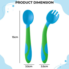 Baby Spoon and fork Set for Baby Feeding (Deep Lake Blue)