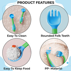 Baby Spoon and fork Set for Baby Feeding (Deep Lake Blue)