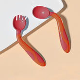 Baby Spoon and fork Set for Baby Feeding (Saint Ni Red)