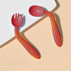 Baby Spoon and fork Set for Baby Feeding (Saint Ni Red)