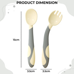 Baby Spoon and fork Set for Baby Feeding (off-White)