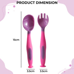 Baby Spoon and fork Set for Baby Feeding (Purple)