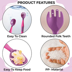 Baby Spoon and fork Set for Baby Feeding (Purple)