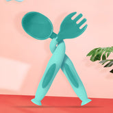 Baby Spoon and fork Set for Baby Feeding (Green)