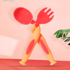 Baby Spoon and fork Set for Baby Feeding (Orange)