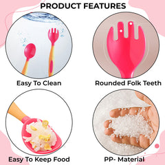 Baby Spoon and fork Set for Baby Feeding (Orange)
