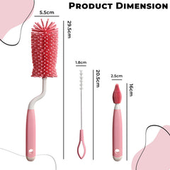 Silicone Baby Milk Bottle Cleaning Brush (Pink)