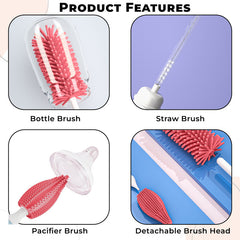 Silicone Baby Milk Bottle Cleaning Brush (Pink)