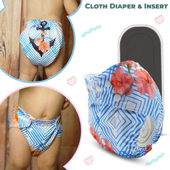 Reusable Baby Cloth Diaper with Adjustable Snap Buttons and Insert (Set of 1)