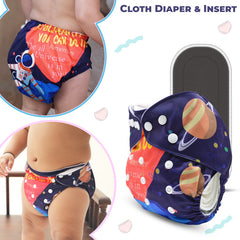 Reusable Baby Cloth Diaper with Adjustable Snap Buttons and Insert (Set of 1)