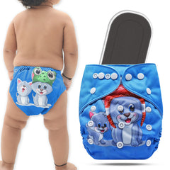 Reusable Baby Cloth Diaper with Adjustable Snap Buttons and Insert (Set of 1)