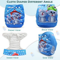 Reusable Baby Cloth Diaper with Adjustable Snap Buttons and Insert (Set of 1)