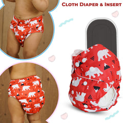 Reusable Baby Cloth Diaper with Adjustable Snap Buttons and Insert (Set of 1)