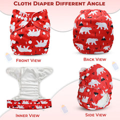 Reusable Baby Cloth Diaper with Adjustable Snap Buttons and Insert (Set of 1)
