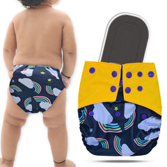Reusable Baby Cloth Diaper with Adjustable Snap Buttons and Insert (Set of 1)