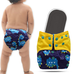 Reusable Baby Cloth Diaper with Adjustable Snap Buttons and Insert (Set of 1)