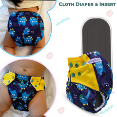Reusable Baby Cloth Diaper with Adjustable Snap Buttons and Insert (Set of 1)