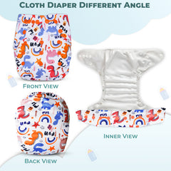 Reusable Baby Cloth Diaper with Adjustable Snap Buttons and Insert (Set of 1)