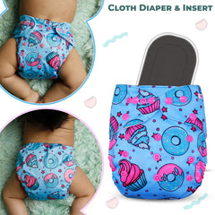Reusable Baby Cloth Diaper with Adjustable Snap Buttons and Insert (Set of 1)