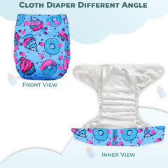 Reusable Baby Cloth Diaper with Adjustable Snap Buttons and Insert (Set of 1)