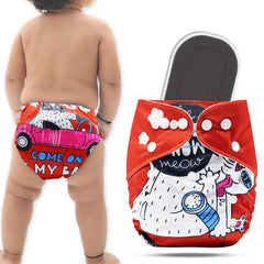 Reusable Baby Cloth Diaper with Adjustable Snap Buttons and Insert (Set of 1)