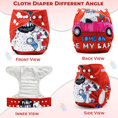Reusable Baby Cloth Diaper with Adjustable Snap Buttons and Insert (Set of 1)