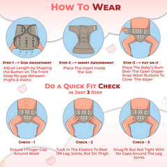 Reusable Baby Cloth Diaper with Adjustable Snap Buttons and Insert (Set of 1)