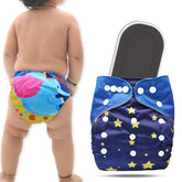 Reusable Baby Cloth Diaper with Adjustable Snap Buttons and Insert (Set of 1)