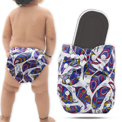 Reusable Baby Cloth Diaper with Adjustable Snap Buttons and Insert (Set of 1)