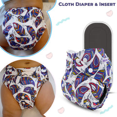 Reusable Baby Cloth Diaper with Adjustable Snap Buttons and Insert (Set of 1)